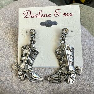 NWT Vintage Silver Western Boot Earrings